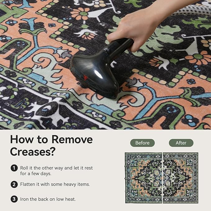 Lofus 9x12 Area Rug for Living Room Bedroom, Dark Green Washable Carpet