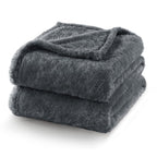 Exclusivo Mezcla Fuzzy Plush Fleece Bed Blanket Queen Size, Dark Grey