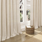 Nanspring Cream Beige Linen Curtains 84 Inches Long for Living Room Light Filtering Semi Sheer Curtain Back Tab Modern Farmhouse Decor Elegant Luxury Coastal Drapes for Bedroom Office 52x84,2 Panels