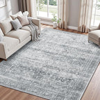 Lofus 6x9 Area Rug for Living Room,Grey Washable Area Rugs with Non-Slip Backing,Soft Neutral Carpets for Bedroom Dining Room Home Office Indoor Nursery