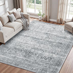 5x7 Area Rug for Living Room Bedroom, Non-Slip Washable Grey Carpet