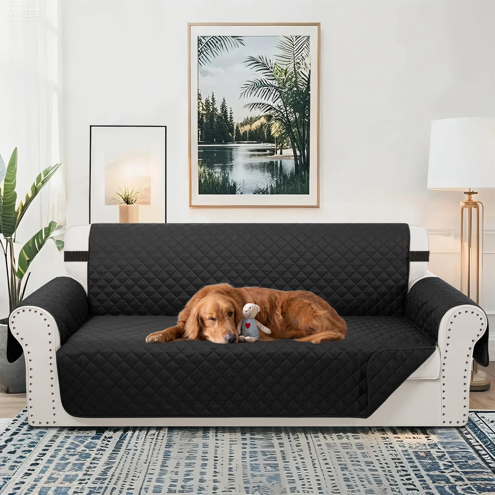 Luxshare Home Reversible Oversized Sofa Covers, XL Sofa, Black/Black