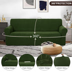U-NICE HOME Stretch Couch Cover Slipcover for 3 Cushion Sofa, Bronze Green