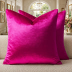 GIGIZAZA Hot Pink Velvet Pillow Covers 18x18 Decorative Pillows Pack of 2