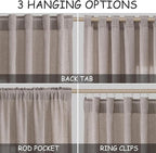 Nanspring Brownish Grey Linen Curtains for Living Room 100 Inches Long Back Tab Light Filtering Semi Sheer Curtain Modern Farmhouse Decor for Bedroom Office Luxury Textured Drapes 52x100, 2 Panels