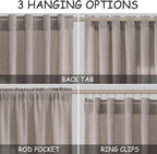 Nanspring Brownish Grey Linen Curtains for Living Room 86 Inches Long Back Tab Light Filtering Semi Sheer Curtain Modern Farmhouse Decor for Bedroom Office Luxury Textured Drapes 52x86, 2 Panels