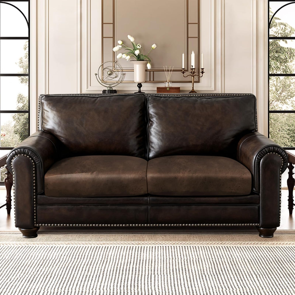 ANARACHON Leather Look Couch Cushion Covers Sofa Seat Slipcovers Sets Couches Furniture Protector for Sectional Armchair Loveseat Pets Kids Stretch Spandex Fabric (2 Cushion Loveseat, Brown)