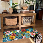 Front Door Mat Indoor Entrance - 2x4.3 Ft Floral Washable Layered Doormat Outdoor Entrance Porch Rug Non-Slip Spring Colorful Flower Runner Rug for Kitchen Bedroom Laundry Room Porch Decor