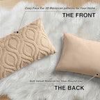 decorUhome Throw Pillow Covers 12x20 Inch Set of 2, Soft Plush Faux Wool Light Khaki Solid Couch Pillow Covers, Accent Farmhouse Neutral Rectangle Pillow Cases for Sofa Bed Living Room