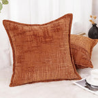 HPUK Fall Chenille Soft Throw Pillow Covers 18x18 Set of 2, Accent Cushion Covers for Living Room, Bedroom, Decorative Solid Color Pillow Covers for Couch, Sofa, Chair, Orange