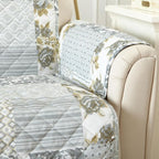 Great Bay Home Reversible Patchwork Chair Cover - Washable Slipcover Furniture Protector with Elastic Straps - Perfect for Kids & Pets - Box-Stitched Detail (Grey)