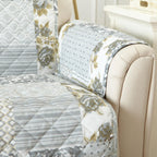 Great Bay Home Reversible Patchwork Recliner Cover - Washable Slipcover Furniture Protector with Elastic Straps - Perfect for Kids & Pets - Box-Stitched Detail (Grey)