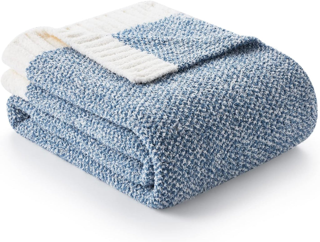 Snuggle Sac Heather Throw Blanket for Couch, Reversible Super Soft Blankets Warm Cozy Knit Fuzzy Plush Lightweight for Sofa, Bed, Camping, Picnic (Sage Green, Twin (60"x80"))