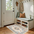 RELEANY Washable Area Rug, Small 2'x4', Beige/Blue/Orange