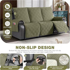 TAOCOCO 100% Waterproof Recliner Sofa Cover, Non Slip Split Couch Covers for Reclining Couches with Straps, Washable Reclining Sofa Cover Furniture Protector for Kids Pets(3 Seater, Green)
