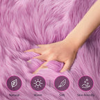 Ciicool Ultra Soft Faux Sheepskin Fur Rug Fluffy Chair Rug for Sofa Couch Seat Cushion.Shaggy Furry Small 2x4 Light Purple Bedroom Fuzzy Carpet for Living Room Kid's Room Nursery Decor