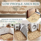 Othilic Front Door Mat Outside Entrance - 2x3 Floral Non-Slip Washable Doormat Indoor Outdoor Mat Jute-Look Farmhouse Tan Scalloped Entry Rug Small Throw Rugs for Entryway Kitchen Front Porch Decor