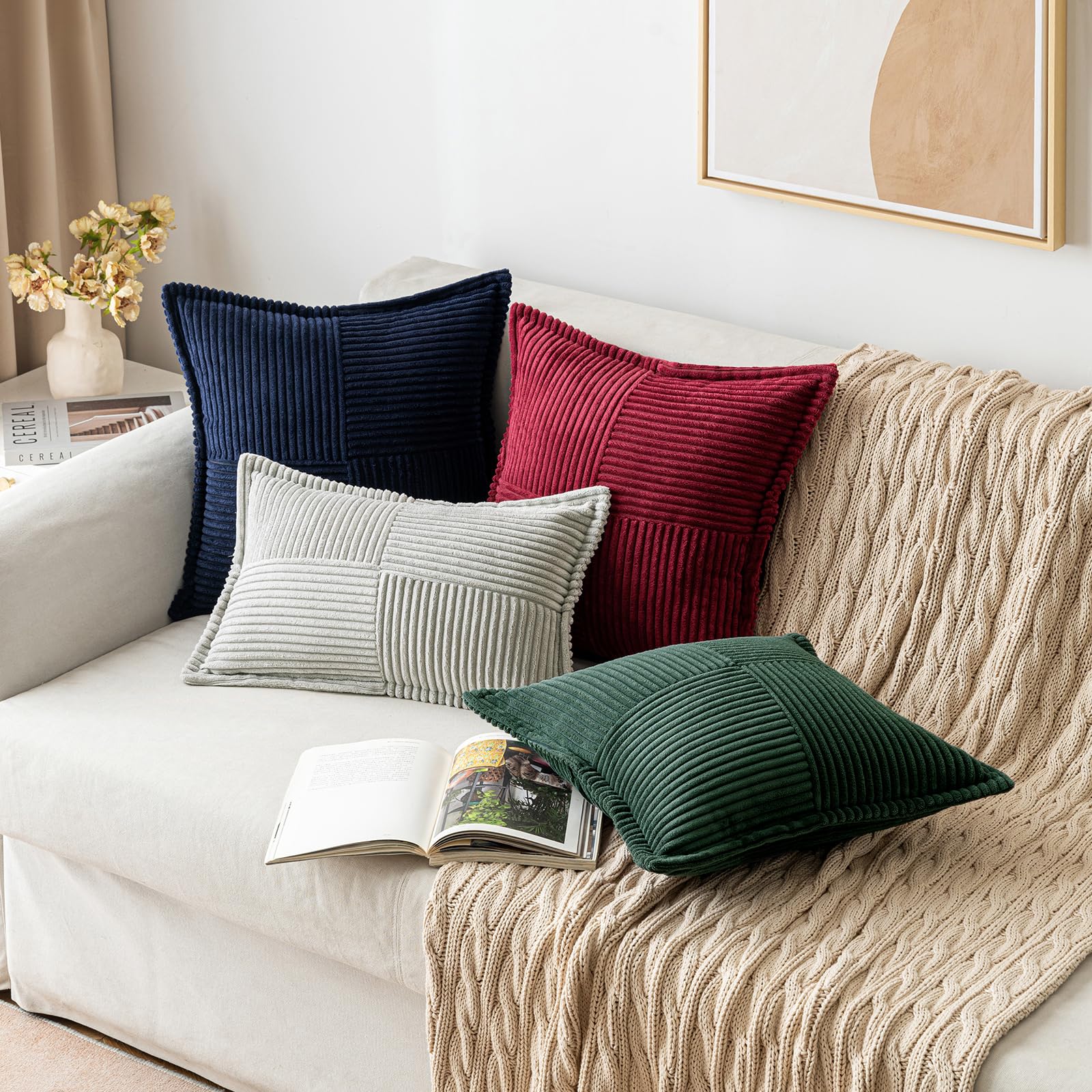 MIULEE Decorative Throw Pillow Covers for Couch 18x18 Inch Dark Green