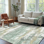 BEIMO 3x5 Rugs for Entryway Entrance Kitchen, Machine Washable Modern Abstract Soft Area Rug, Low Pile Indoor Floor Carpet with Non Slip Backing, Light Green/Cream