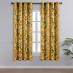 Topfinel Mustard Yellow Curtains, Aesthetic Unique Rustic Thermal Insulated Noise Reducing Cottagecore Floral Flower Printed Modern Farmhouse Window Treatment 63 Inch Length 2 Panels Bedroom 52x63