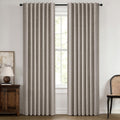 MIULEE 100% Blackout Linen Curtains for Bedroom 42 x 84 Inch Greige 2 Panel