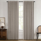 MIULEE 100% Blackout Linen Curtains for Bedroom 42 x 84 Inch Greige 2 Panel