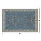 Blue 2x3 Washable Rug for Entryway Indoor, Kitchen Floor Waterproof, Bathroom, Powder Room, Non Slip Low Pile Stain & Fade Resistant, Modern Eclectic Floral Decor