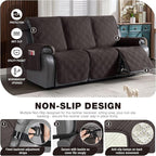 TAOCOCO 100% Waterproof Recliner Sofa Covers 3 Seater, Split Couch Covers for Reclining Couches for Kids Pets, Non Slip Reclining Couch Covers Furniture Protector with Straps(3 Seater, Coffee)