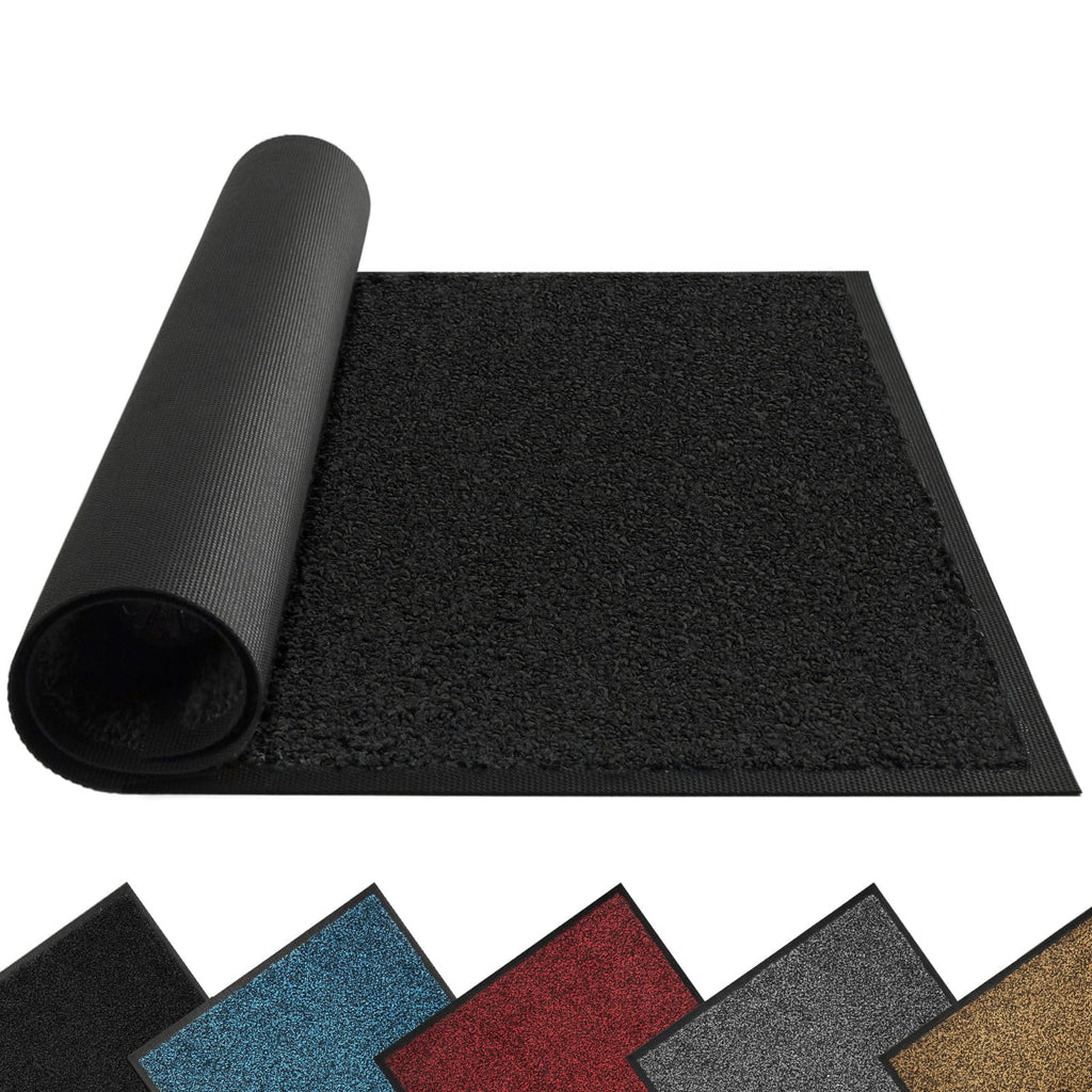 Mibao Super Absorbent Front Door Mat, 48" x 24", Non-Slip Washable Indoor Doormats, Low Profile Entryway Rug Outdoor, Dirt Resistant Welcome Mats for Front and Back Door Entrance, Pure Black