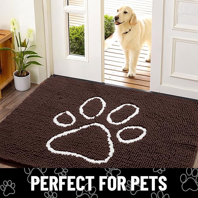 Smiry Dog Door Mat for Muddy Paws, Absorbent Non Slip Dirt Trapper, 30x20