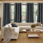 NICETOWN Faux Linen Charcoal Gray Blackout Curtains 84 inches Long for Living Room - Privacy Panels for Bedroom, Modern Farmhouse Style Easy Care Grommet Top, 2 Panels, W52 by L84