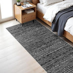 3x7 Washable Hallway Runner Rug - Moroccan Non-Slip Indoor Table Long Runners for Entryway Soft Low-Pile Neutral Rugs for Kitchen Waterproof Geometric Carpet for Bedroom Bathroom Laundry 3x7 Black