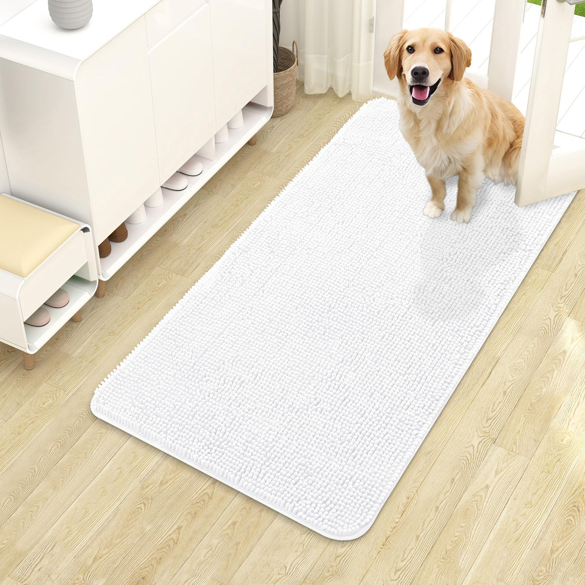 OLANLY Dog Door Mat for Muddy Paws 40x24, Super Absorbent Chenille Mud Mat