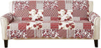 Great Bay Home Reversible Patchwork Sofa Cover - Washable Slipcover Furniture Protector with Elastic Straps - Perfect for Kids & Pets - Box-Stitched Detail (Burgundy)