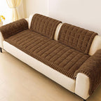 hyha Couch Covers for Dogs Washable, Non Slip Plush Dog Sofa Protectors, Fuzzy Pet Couch Covers for 3 Cushion Sofa Pet Friendly (Brown, 27.6" x 88")