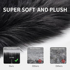 Small Faux Fur Rug, 2x4 ft Ultra Soft Sheepskin Rug Chair Sofa Cover Seat Pad, Black Fluffy Shag Rug for Bedroom Nursery Kids Room, Luxury Shaggy Rugs Fuzzy Plush Floor Carpets, Cute Dorm Home Decor