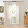 BGment Natural Tan Linen Curtains 80 Inches Long for Living Room - Light Filtering Window Drapes with Rod Pocket Semi Sheer for Farmhouse Bedroom Decor Rustic, 2 Panels, 52 Inch Wide Each Panel
