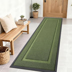 OLANLY Front Door Mat Indoor Outdoor Entrance, Waterproof All-Season, All-Weather Doormat, Sturdy Natural Rubber, Low Profile, Easy Clean Patio Porch Entryway Mat, 71x23, Classic Green