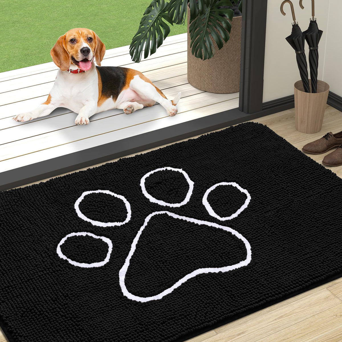 OLANLY Dog Door Mat for Muddy Paws 47x32, Super Absorbent Chenille Mud Mat