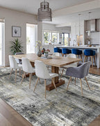 Latte&Fog 6x9 Area Rugs for Living Room Bedroom, Black Modern Abstract Neutral Washable Rug, Boho Non Slip Low Pile Carpet for Dining Room, Dorm,Classroom,College Dorm and Farmhouse - Black Gold
