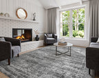 UERMEI 10x14 Area Rug Living Room Rugs - Washable Neutral Modern Abstract Soft Thin Rug Indoor Floor No Slip Rug Carpet for Bedroom Under Dining Table Home Office Decor - Dark Gray