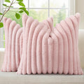 decorUhome Fall Faux Fur Throw Pillow Covers 20x20 Set of 2 Pink