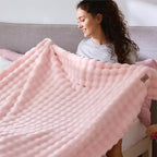 Bedsure 3D Fleece Bubble Blanket for Couch - GentleSoft Pink Throw Blanket for Sofa Bed Room Decor - Luxury Soft Cozy Gifts for Women Girls, Lightweight, All Seasons, Pink, 50"×60"