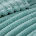 Exclusivo Mezcla Fleece Throw Blanket for Couch, Super Soft Striped Jacquard Bed Blanket, Lightweight Fuzzy Cozy for All Seasons, 50x60 Inches, Celadon