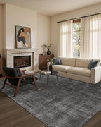 Latte&Fog 5x7 Area Rugs for Living Room Bedroom, Black Modern Abstract Neutral Washable Rug, Boho Non Slip Low Pile Carpet for Dining Room, Dorm, Classroom,College Dorm,Farmhouse and Kids Room - Black