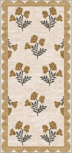 Front Door Mat Indoor Entrance - 2x4.3 Ft Floral Washable Layered Doormat Outdoor Entrance Spring Porch Rug Non-Slip Beige Boho Runner Rug for Kitchen Hallway Bedroom Laundry Room Porch Decor