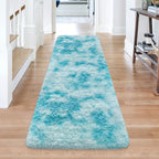 Tie-Dyed Sky Blue 2x6 Machine Washable Runner Rugs for Hallway Soft Fluffy Shaggy Bedside Rugs for Bedroom Living Room Indoor Floor Carpet for Kids Girls and Boys Nursery Rooms Home Decor Aesthetic