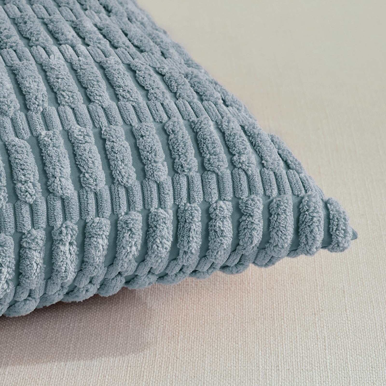 Fancy Homi 4 Packs Decorative Throw Pillow Covers for Living Room Couch Bed, Modern Farmhouse Boho Home Décor Accent Cushion Case, 24" x 24", Light Blue