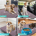 OLANLY Dog Door Mat for Muddy Paws 36x24, Paw Print Design, Absorbs Moisture and Dirt, Absorbent Non-Slip Washable Doormat, Quick Dry Chenille Mud Mat, Entry Indoor Entryway Carpet, Deep Plum