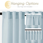 Jolilight Sky Blue Curtains 120 inch Length for Bedroom Back Tab Light Filtering Semi Sheer Blue Living Room Curtains Linen Cotton Textured Drapery Panel Aesthetic Decor Light Blue 52x120